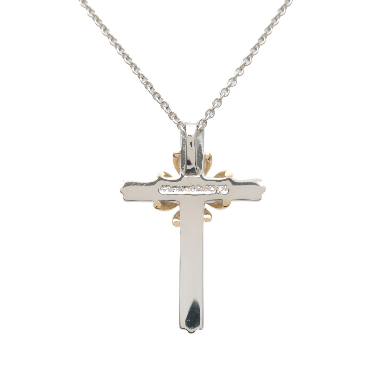 Tiffany&Co. Signature Cross Necklace K18YG 750YG SV925 Silver