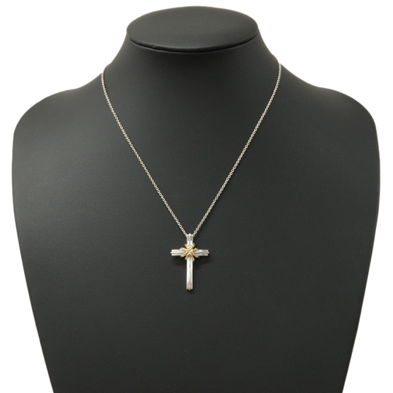 Tiffany&Co. Signature Cross Necklace K18YG 750YG SV925 Silver