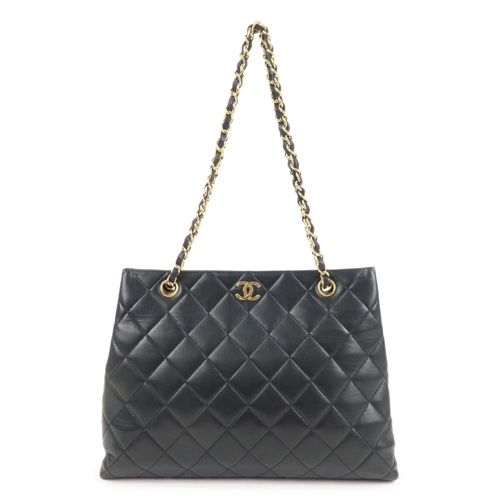 CHANEL-Matelasse-Lamb-Skin-Chain-Tote-Bag-Black-Gold-HDW – dct-ep_vintage  luxury Store
