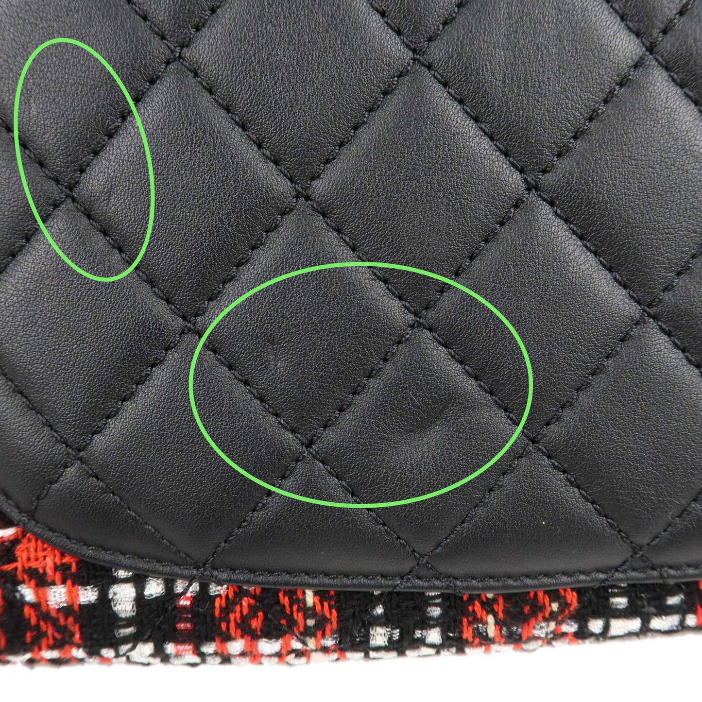 CHANEL CC Filigree Tweed Leather Shoulder Bag Red Black A93340