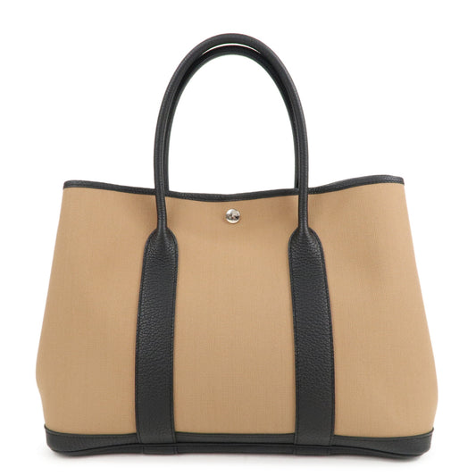 HERMES-Toile-Militaire-Negonda-Garden-Party-Bag-Brown-Black