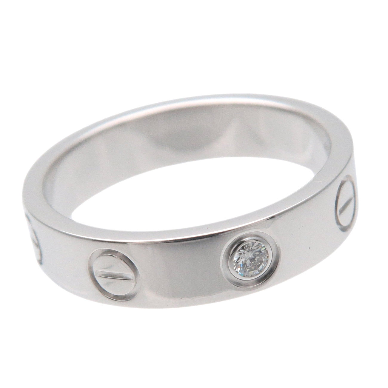 Cartier Mini Love Ring 1P Diamond K18 White Gold #47 US4.5 EU47.5