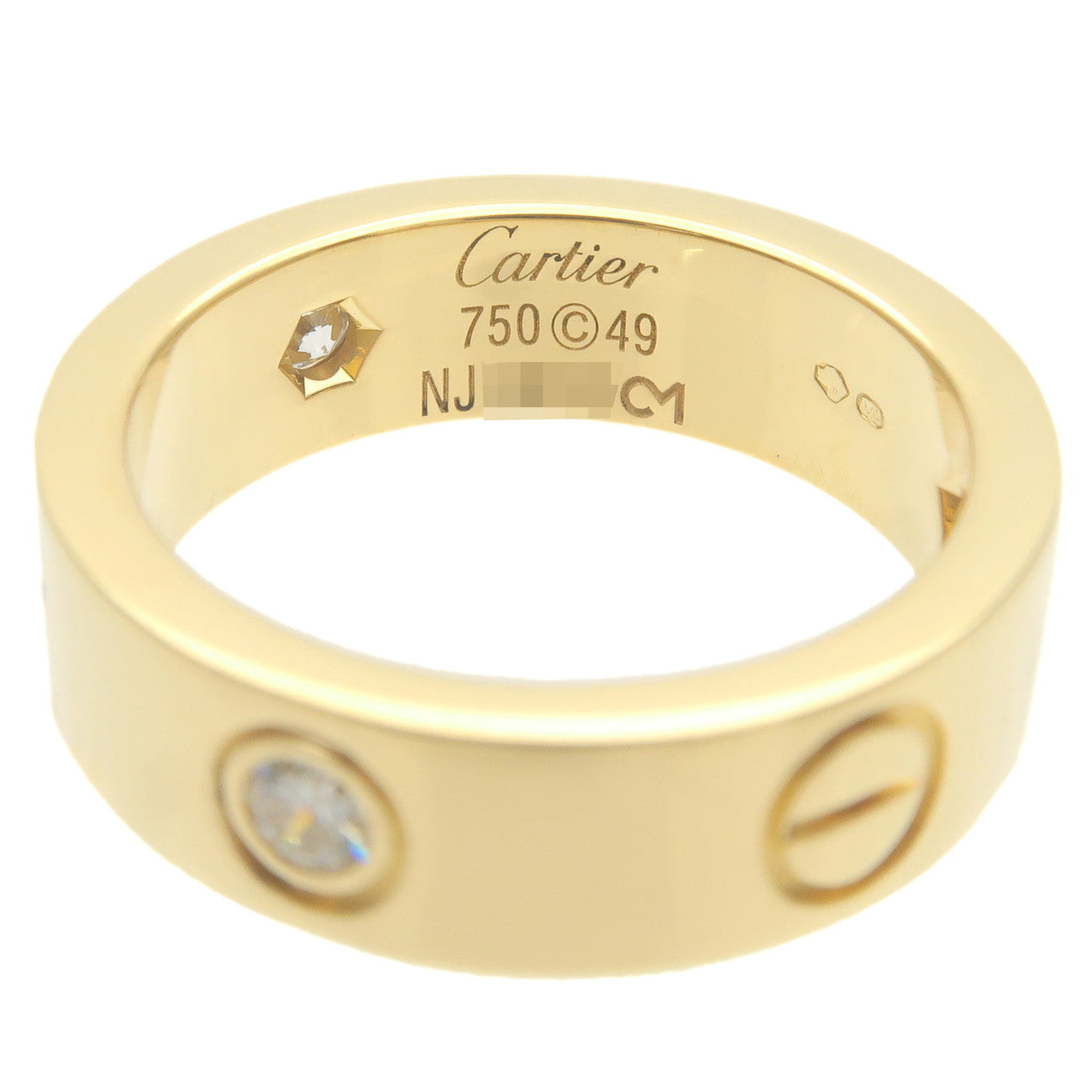Cartier Love Ring Half Diamond K18YG Yellow Gold #49 US5 EU49