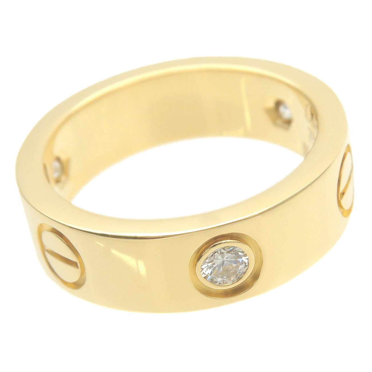 Cartier Love Ring Half Diamond K18YG Yellow Gold #49 US5 EU49