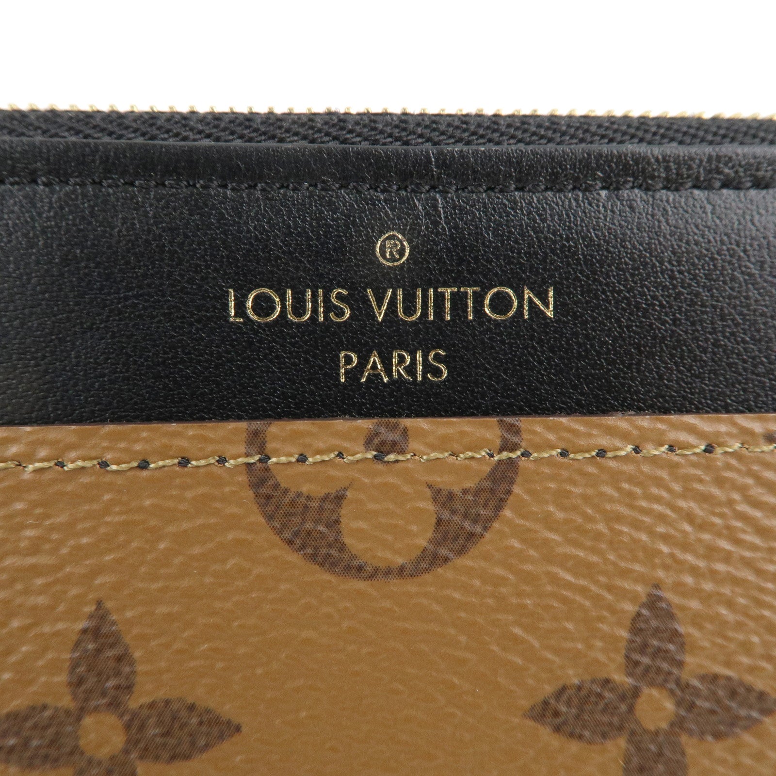 LOUIS VUITTON Slim Purse Wallet Monogram Reverse Canvas Black M80390