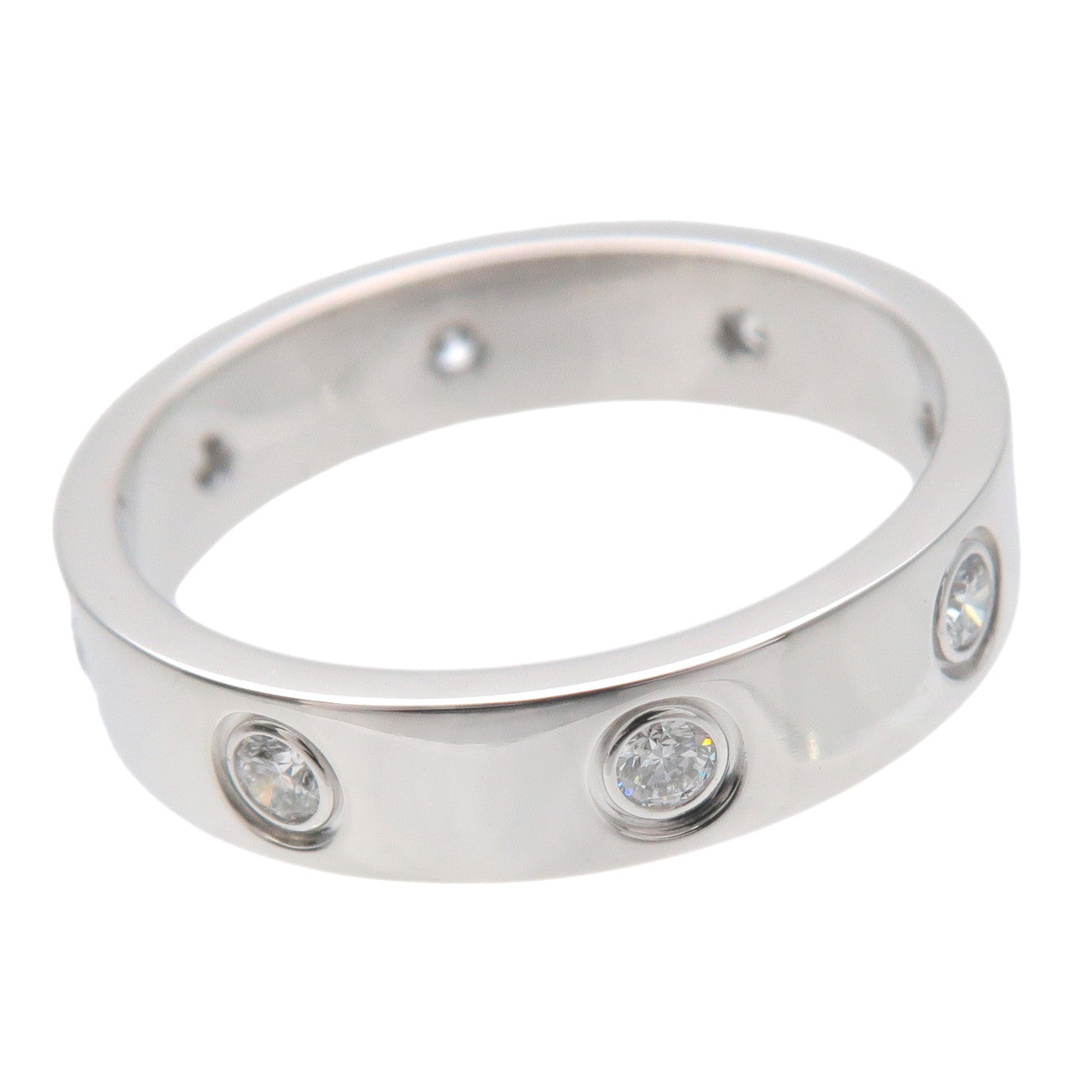 Cartier Mini Love Ring Full Diamond K18 White Gold #50 US5-5.5
