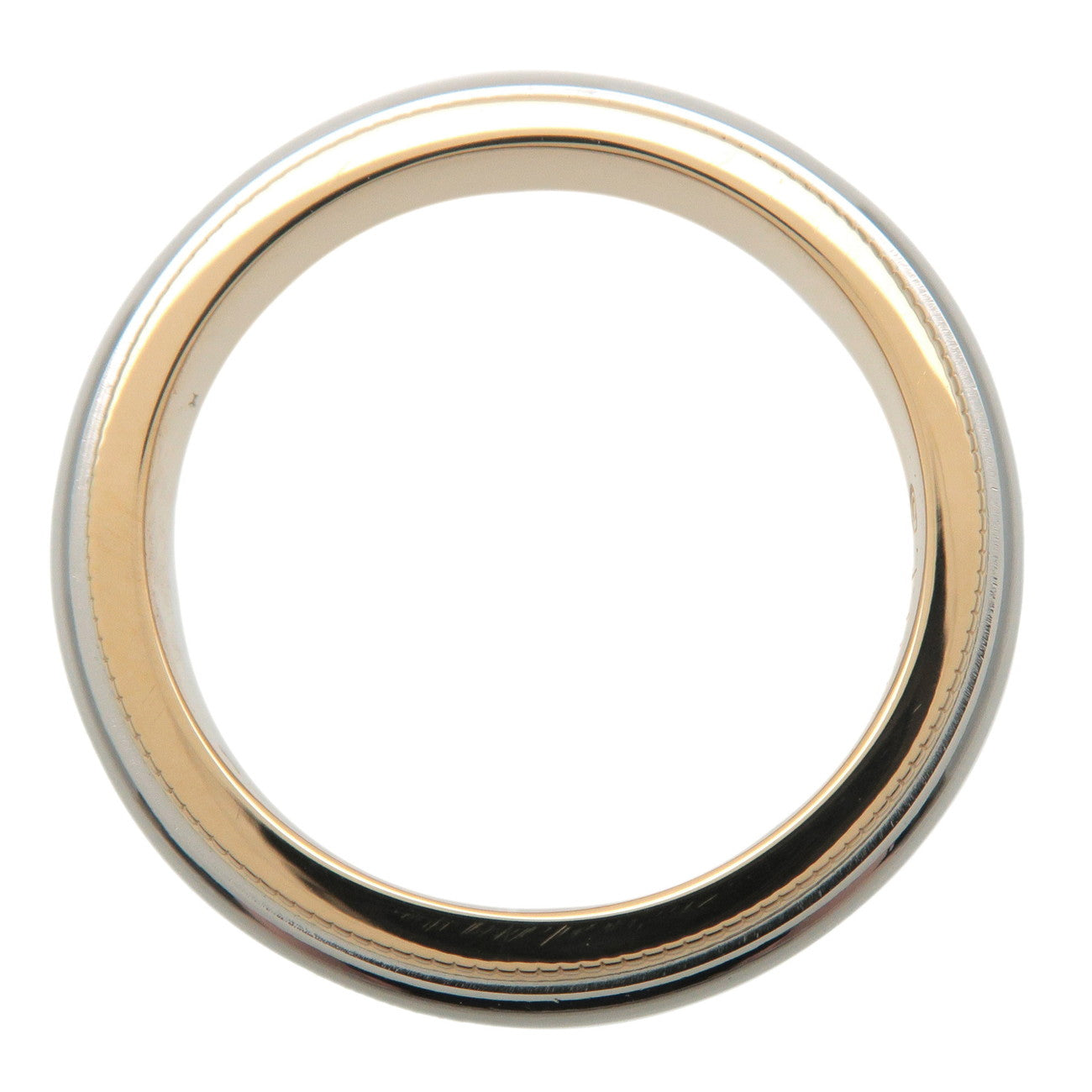 Tiffany&Co. Milgrain Band Ring K18 Yellow Gold Platinum US4.5