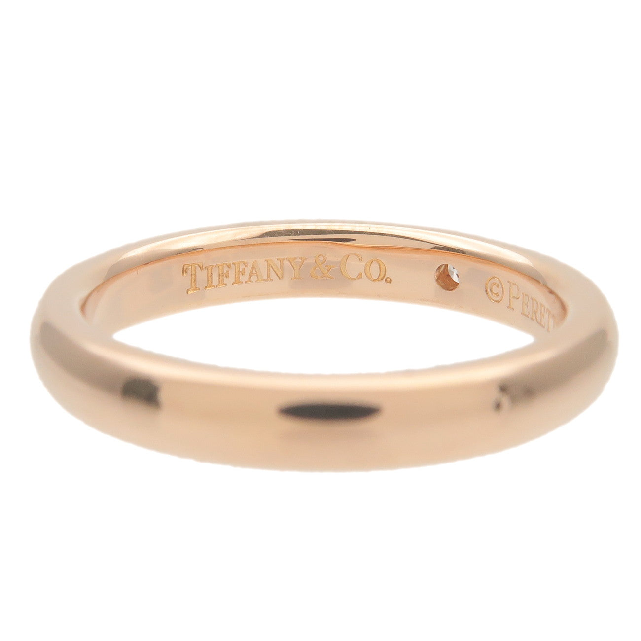 Tiffany&Co. Stacking Band Ring 1P Diamond K18 Rose Gold US4 EU47