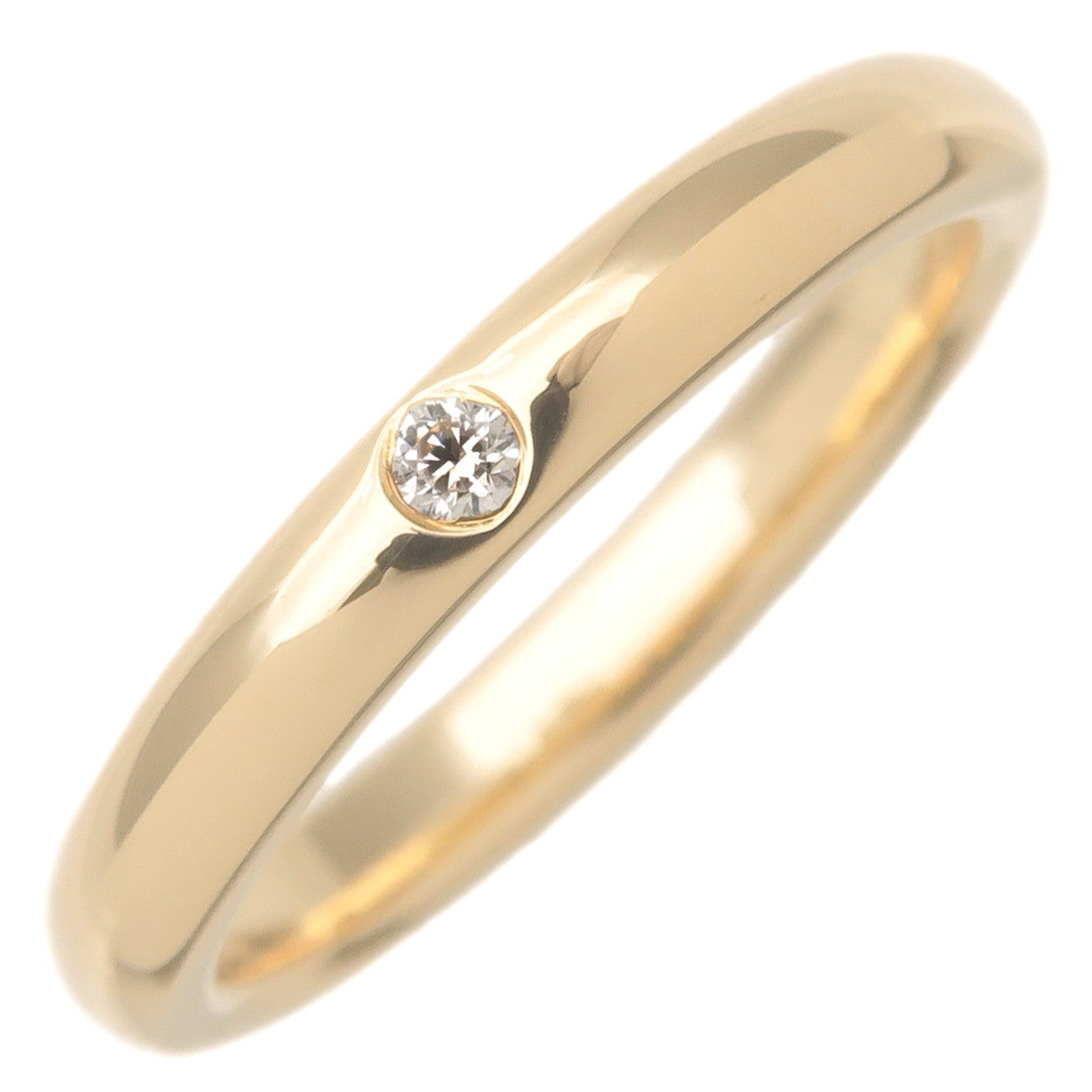 Tiffany&Co.-Stacking-Band-Ring-1P-Diamond-K18-Yellow-Gold-US4-EU47