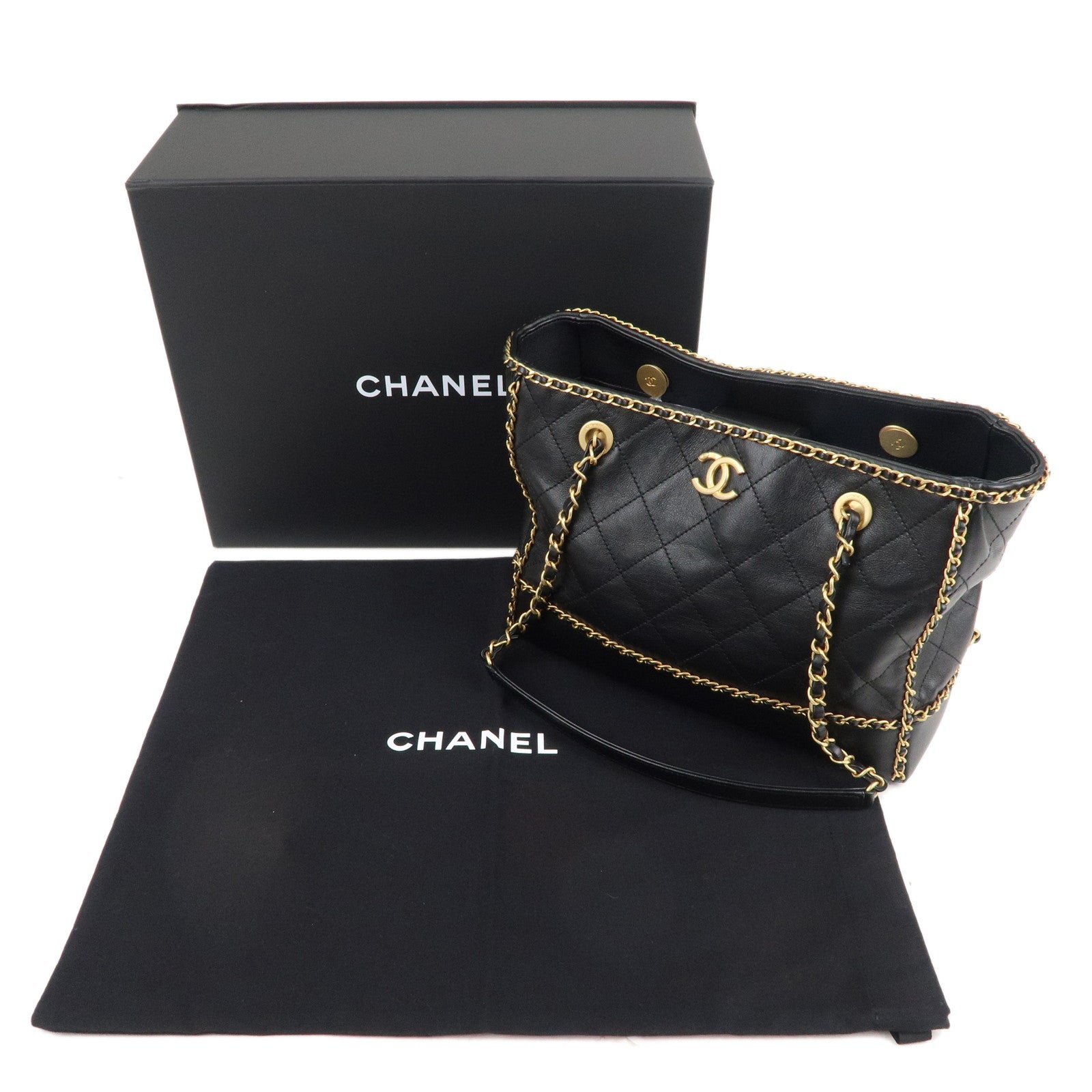 Chanel Matelasse Lamb Skin Chain Around Tote Bag
