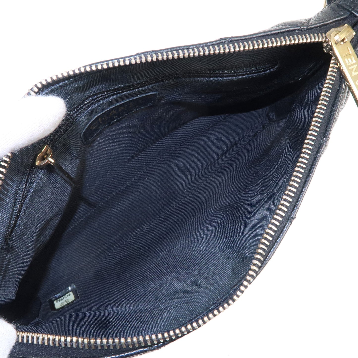 CHANEL Matelasse Caviar Skin Chain Shoulder Bag Black A22476