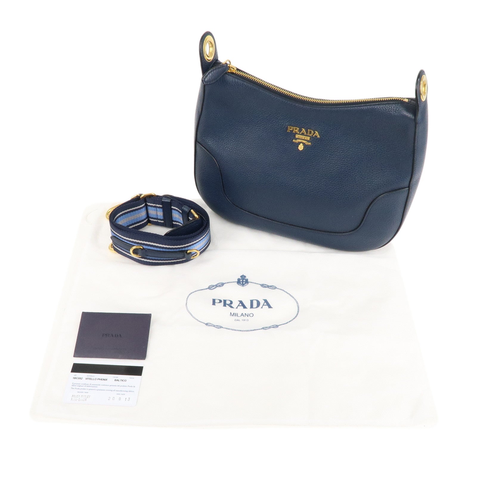 PRADA Logo Leather Shoulder Bag Navy 1BC052 dct ep vintage