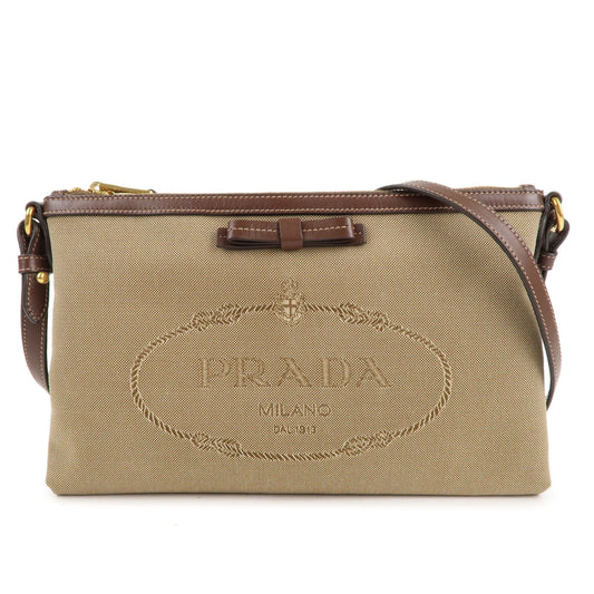PRADA-Logo-Jacquard-Leather-Shoulder-Bag-Beige-Brown-1BH150