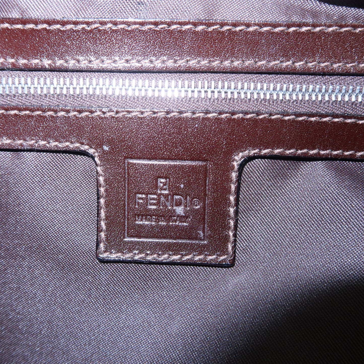FENDI Zucca Canvas Leather Shoulder Bag Brown Black 0916321001