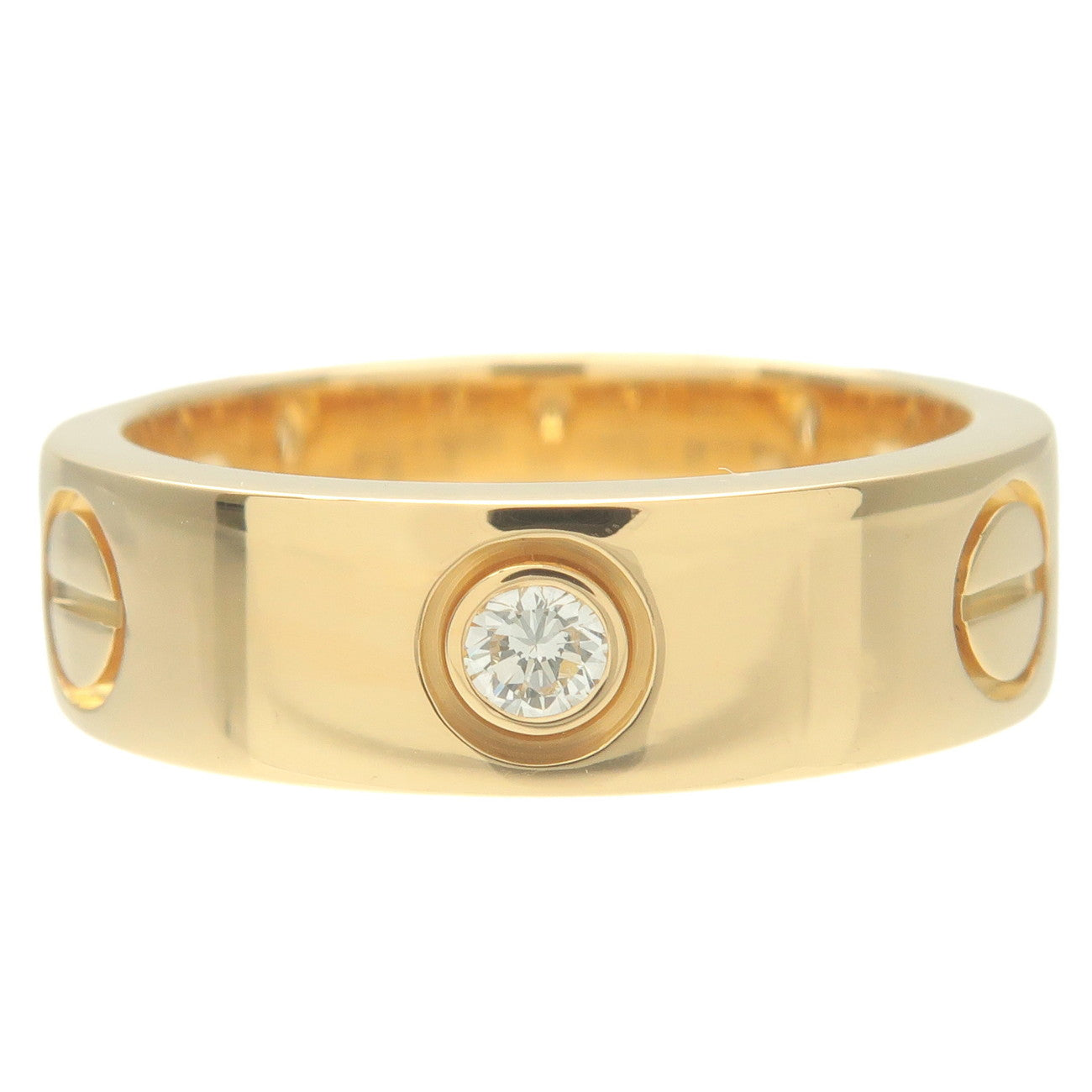 Cartier Love Ring Half Diamond K18 Yellow Gold #52 US6-6.5 EU52.5