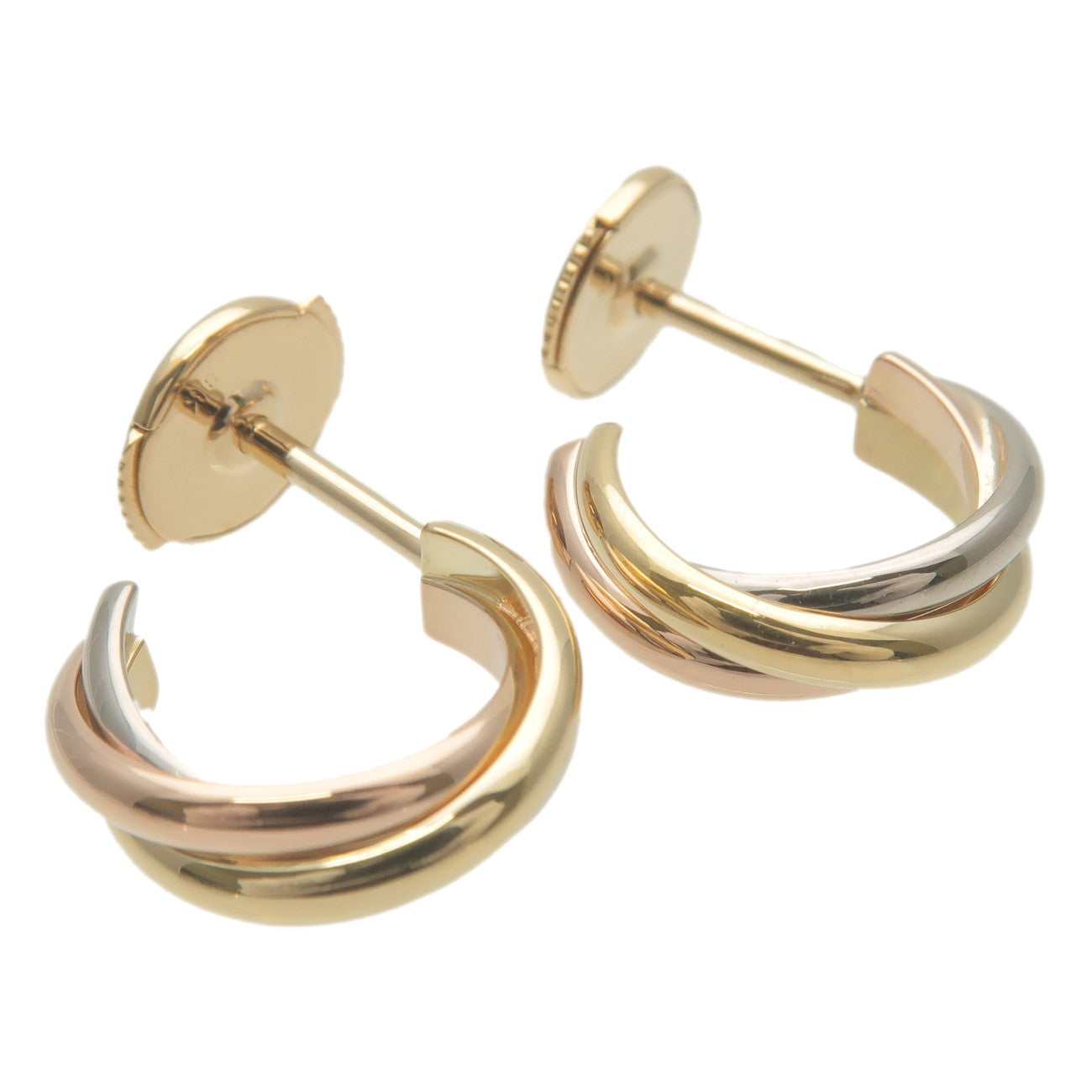 Cartier-Trinity-Earrings-K18-750-Yellow-Gold-White-Gold-Rose-Gold