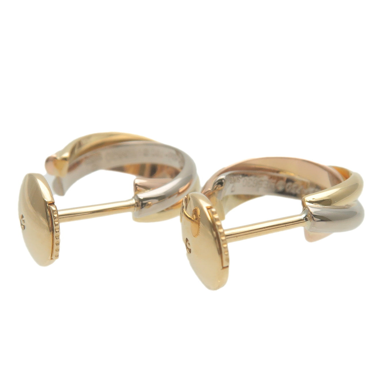 Cartier-Trinity-Earrings-K18-750-Yellow-Gold-White-Gold-Rose-Gold