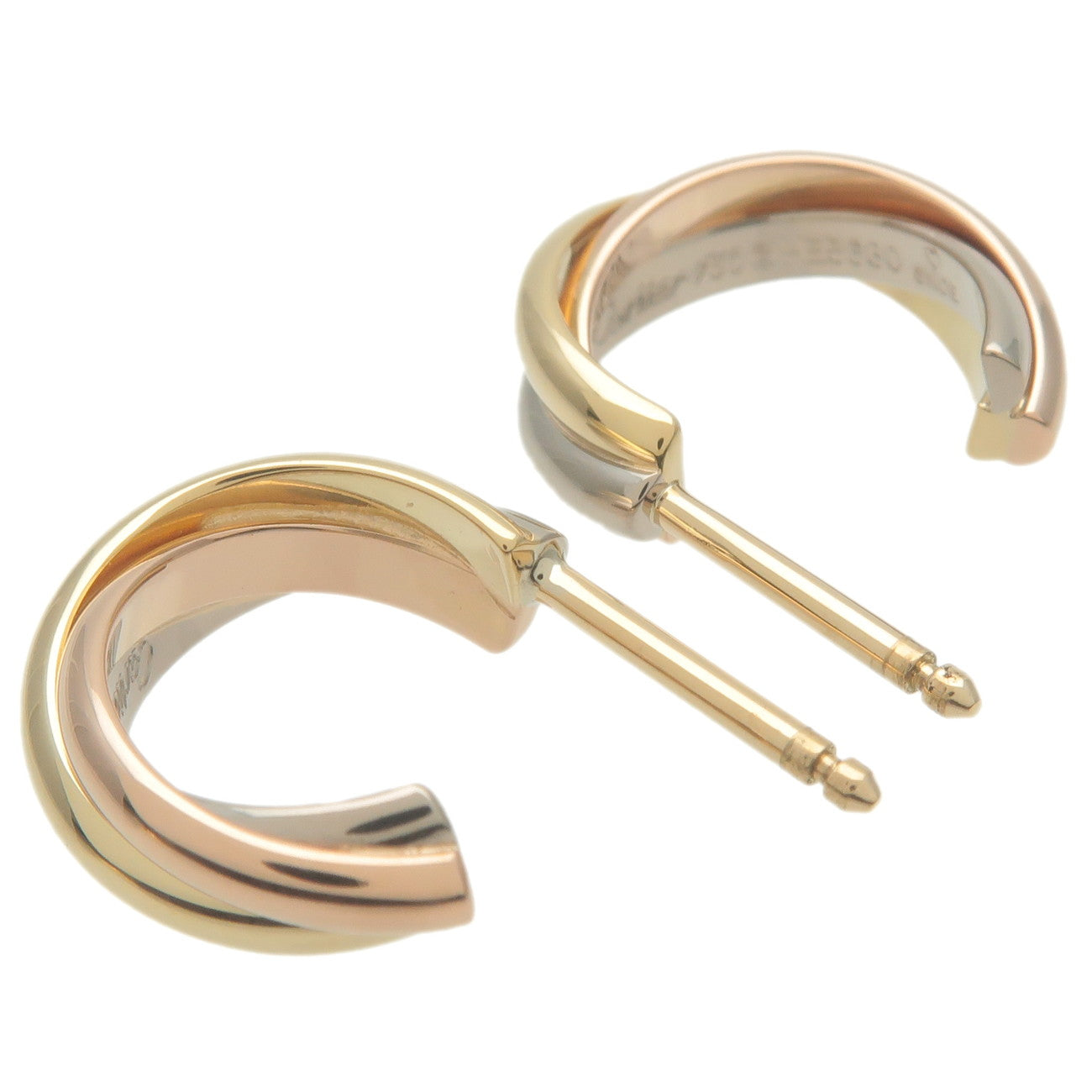 Cartier-Trinity-Earrings-K18-750-Yellow-Gold-White-Gold-Rose-Gold