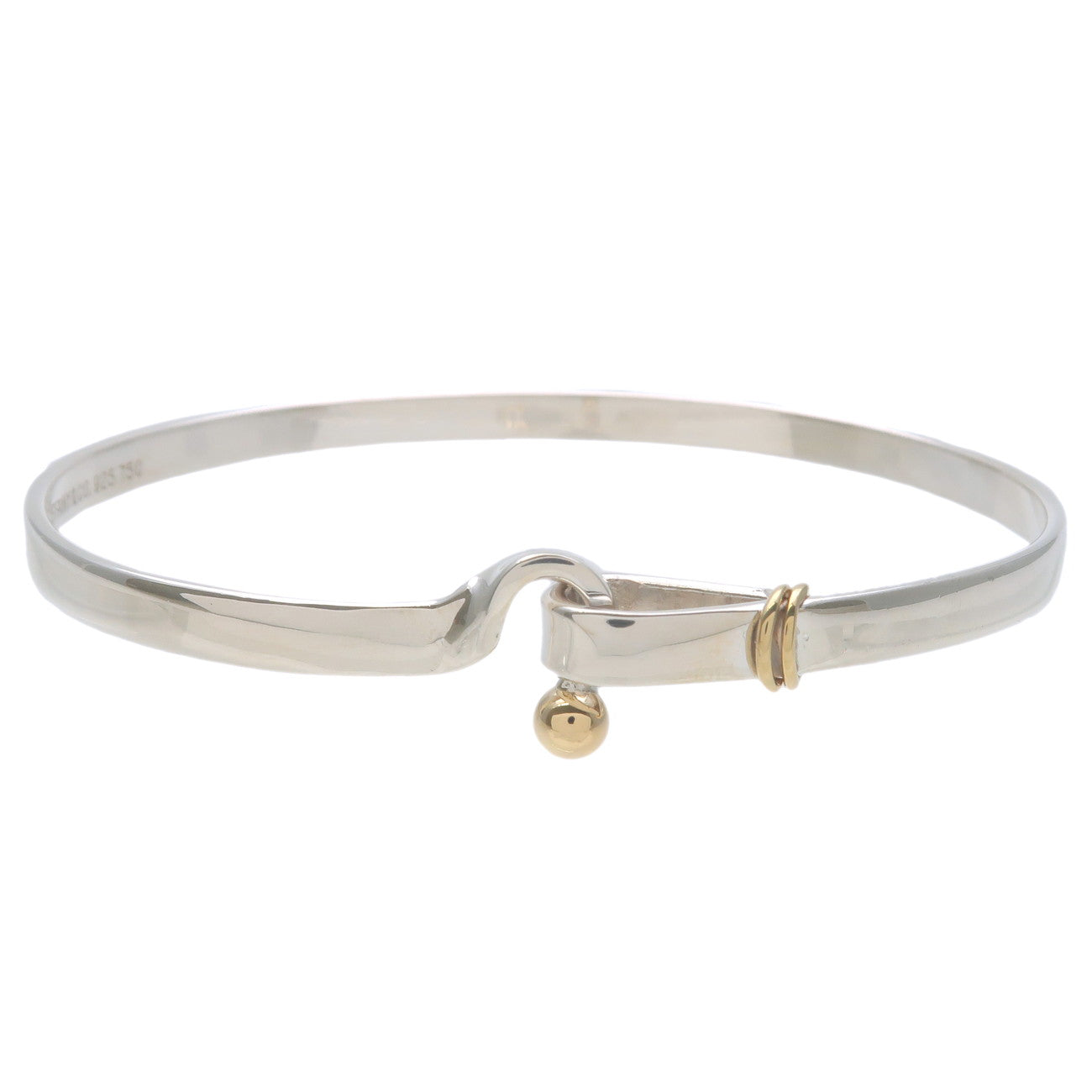 Tiffany&Co.-Hook-and-Eye-Bangle-SV925-Silver-750-Yellow-Gold