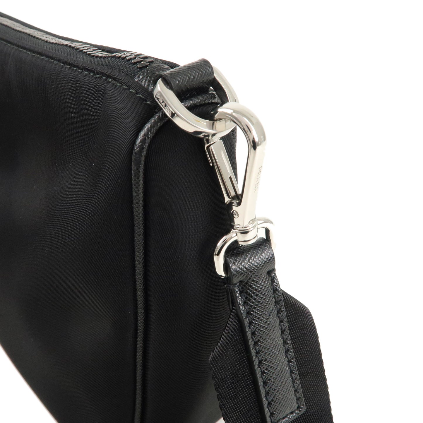 PRADA Logo Nylon Leather Shoulder Crossbody Bag NERO Black 2VH113