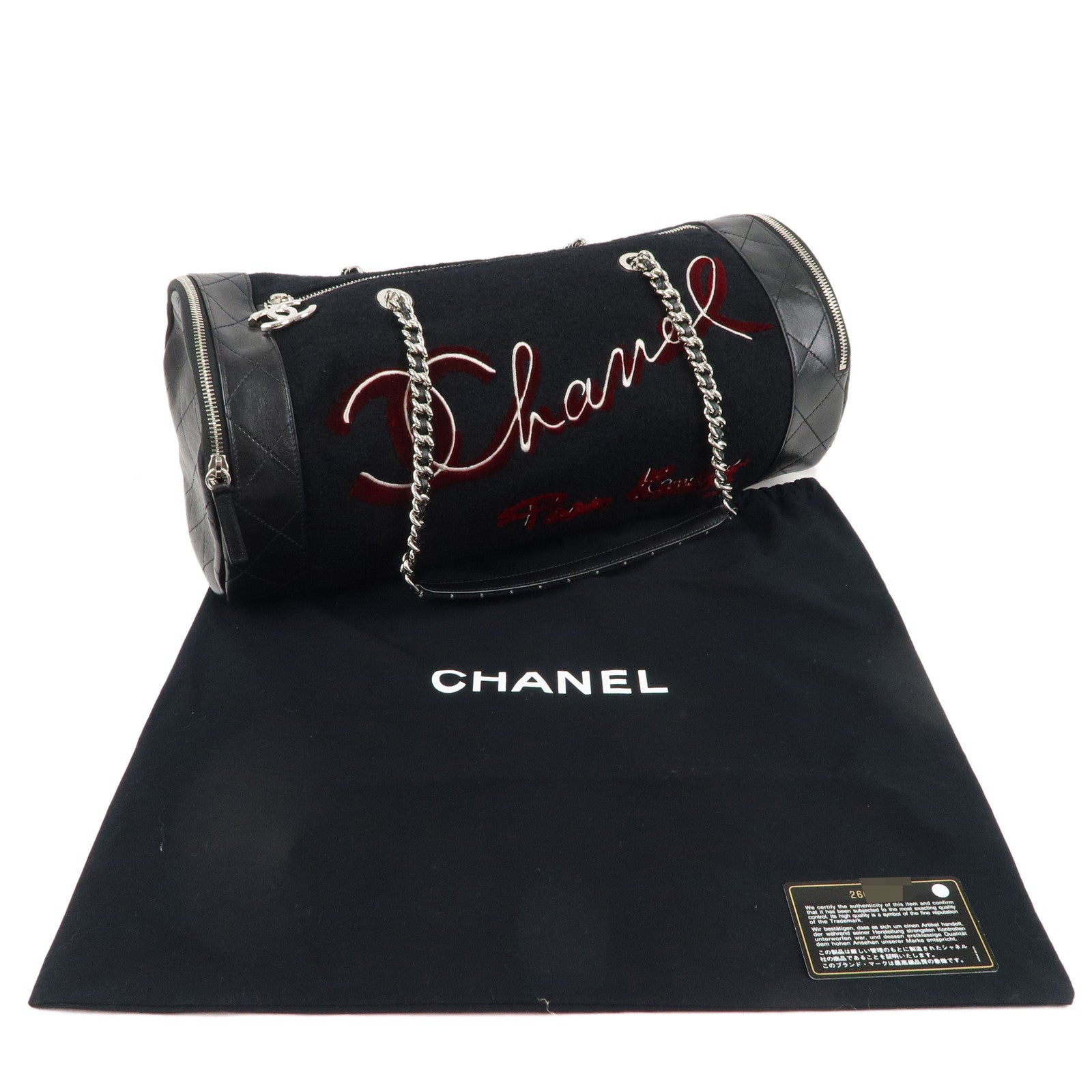 CHANEL-Matelasse-Felt-Lamb-Skin-Chain-2WAY-Boston-Bag-Black –  dct-ep_vintage luxury Store