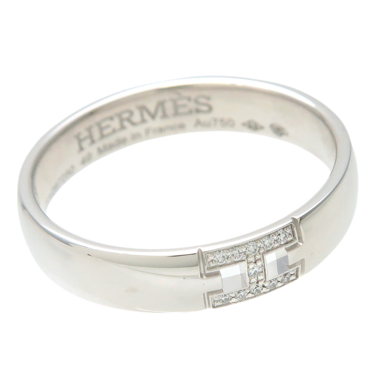HERMES Ever Hercules Diamond Ring K18WG White Gold #49 US5 EU49