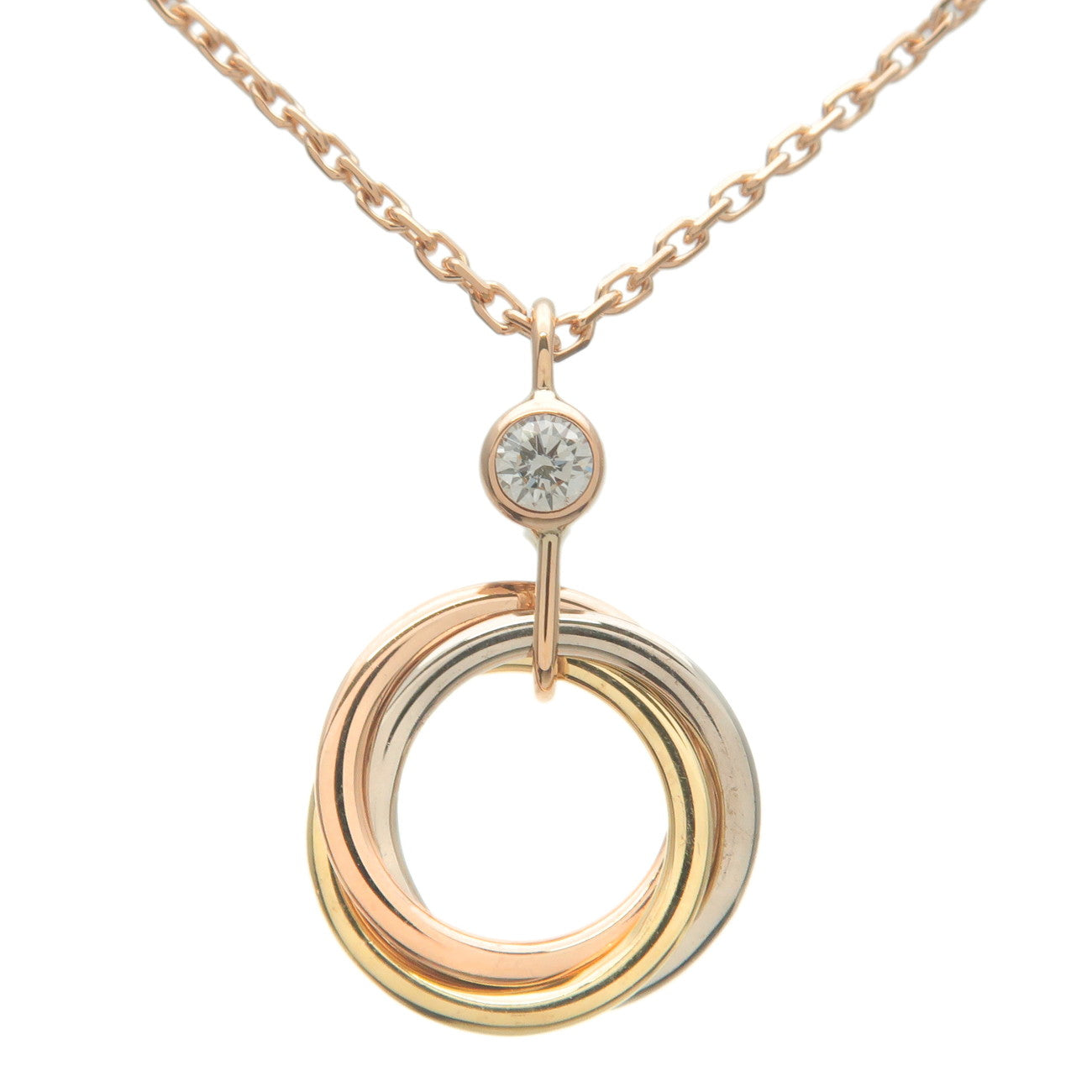 CartierBabyTrinity1PDiamondNecklaceK18750YG/WG/PG dctep