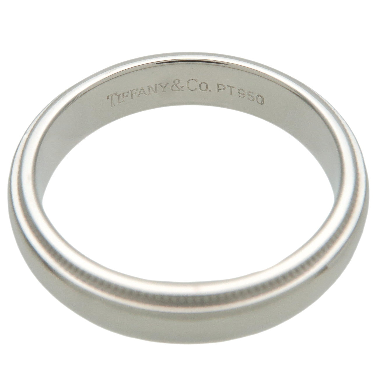 Tiffany&Co. Milgrain Band Ring 4mm PT950 Platinum US6 EU52