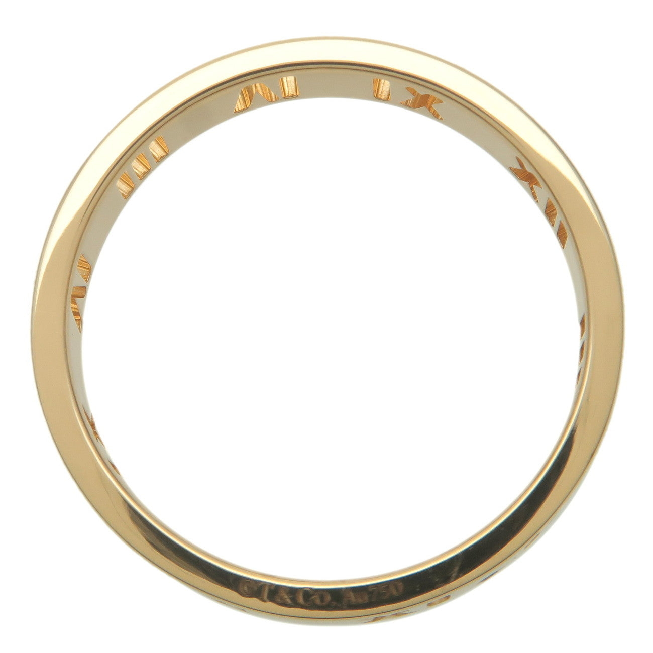 Tiffany&Co. Pierced Atlas 4P Diamond Ring K18 Yellow Gold US8