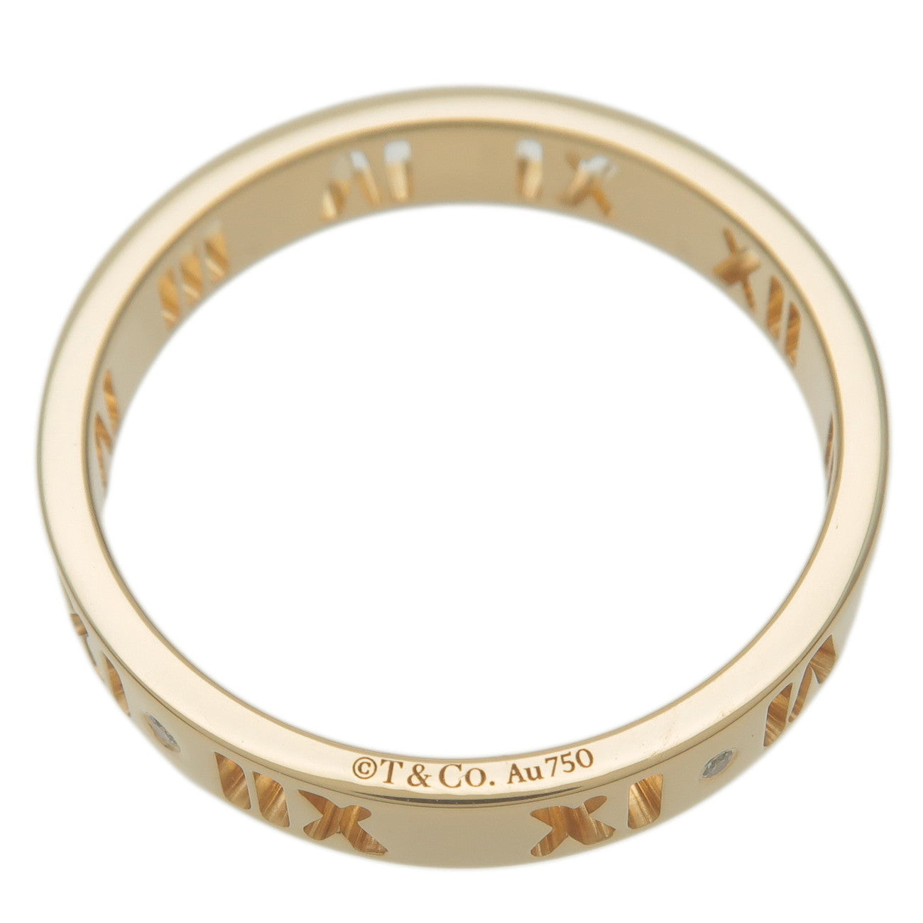 Tiffany&Co. Pierced Atlas 4P Diamond Ring K18 Yellow Gold US8