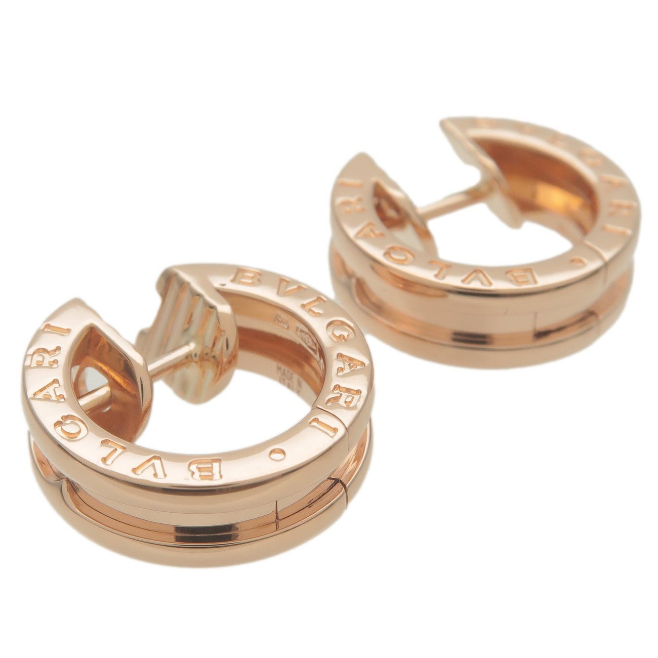 Rose gold B.zero1 Earrings with 0.18 ct Diamonds | Bulgari Official Store |  Earrings, Rose gold earrings, Huggies earrings