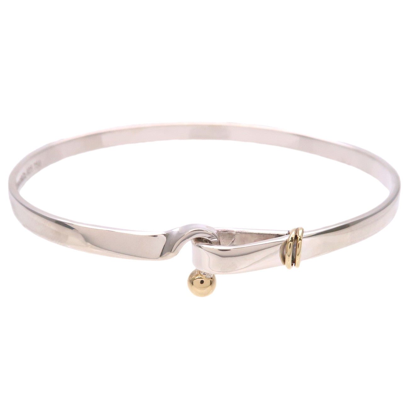 Tiffany&Co.-Hook-and-Eye-Bangle-SV925-Silver-750-Yellow-Gold