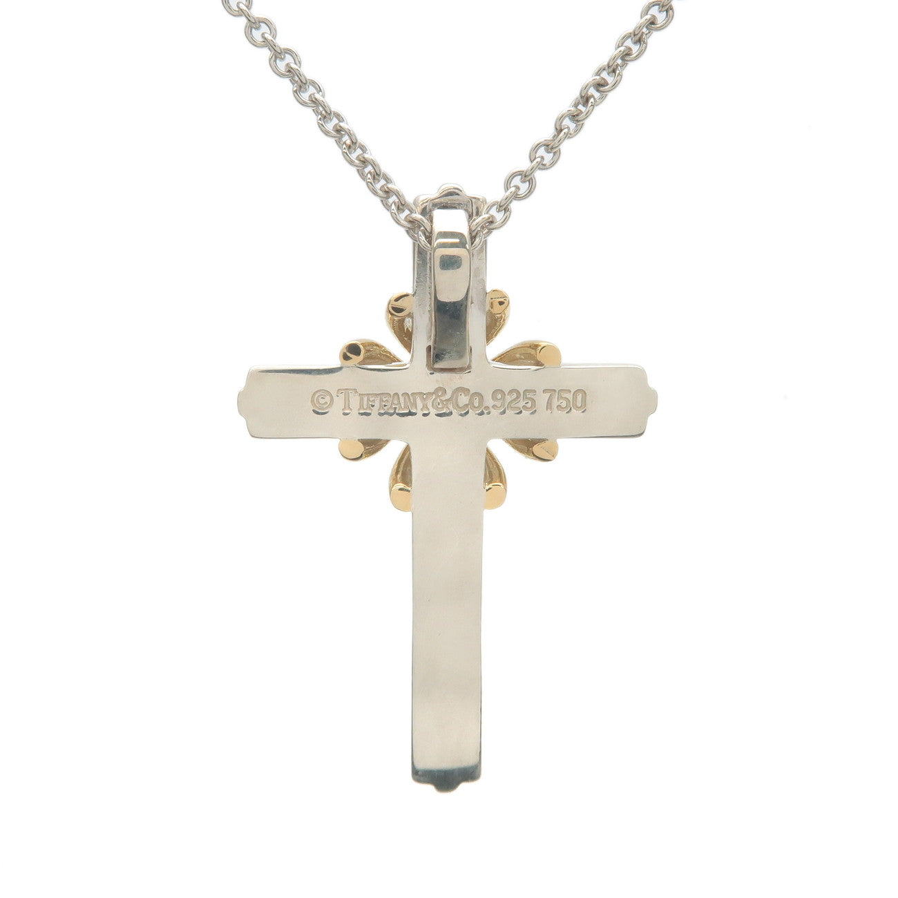 Tiffany&Co. Signature Cross Necklace K18YG 750YG SV925 Silver