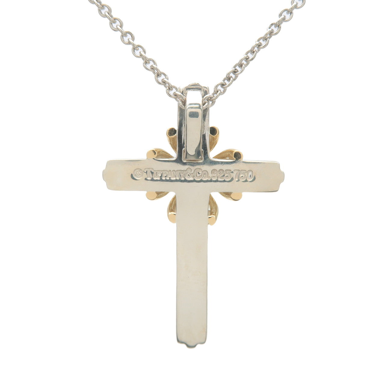 Tiffany&Co. Signature Cross Necklace K18YG 750YG SV925 Silver