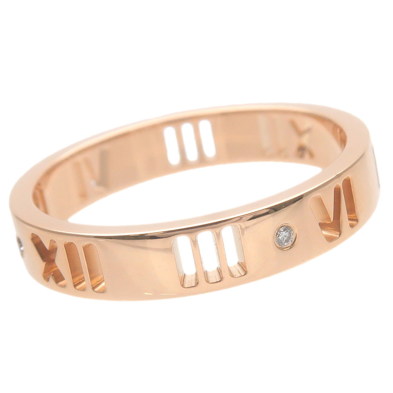 Tiffany&Co. Pierced Atlas 4P Diamond Ring K18 Rose Gold US5