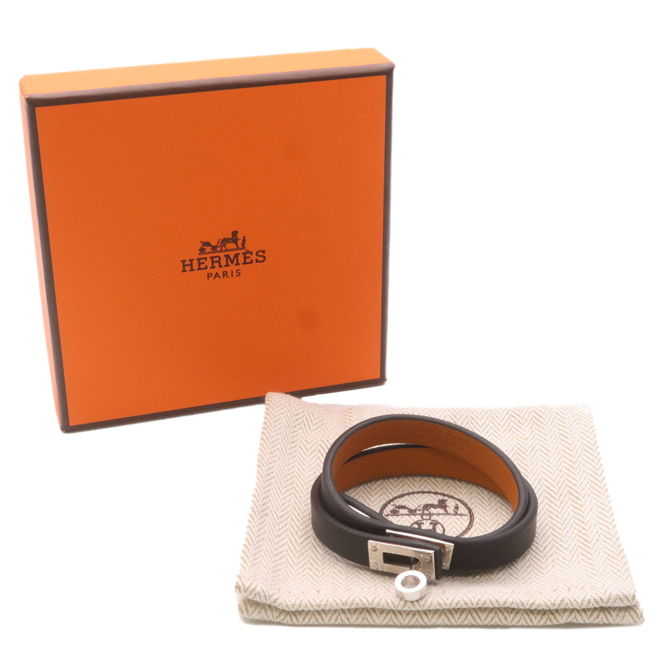 2 Hermes Leather Double Tour Bracelets, Pink Rivale & Black Medor Infini  sold at auction on 6th October | Bidsquare