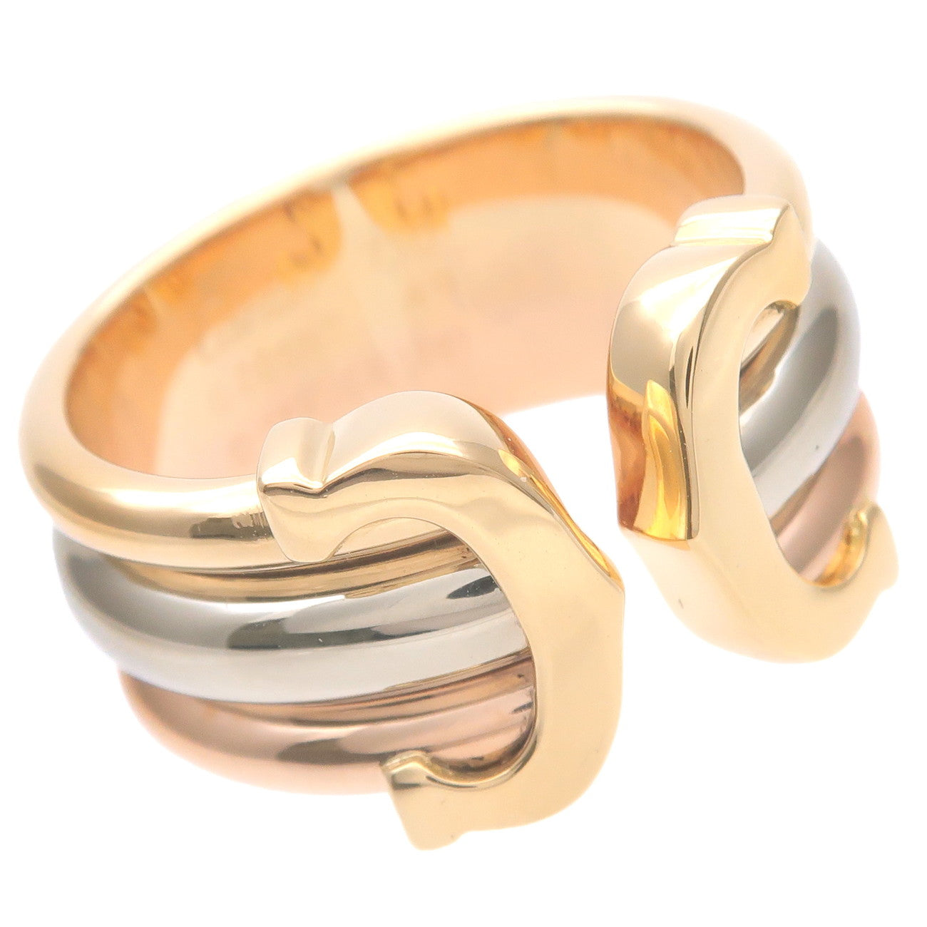 Cartier 2C Ring LM Three Color K18 750YG WG PG 49 US5.5