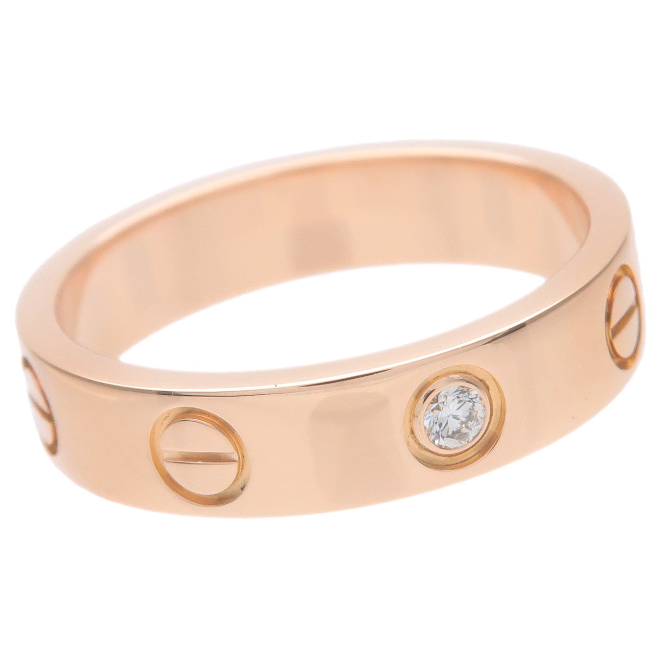 Cartier Mini Love Ring 1P Diamond K18 750PG Rose Gold #48 US4.5
