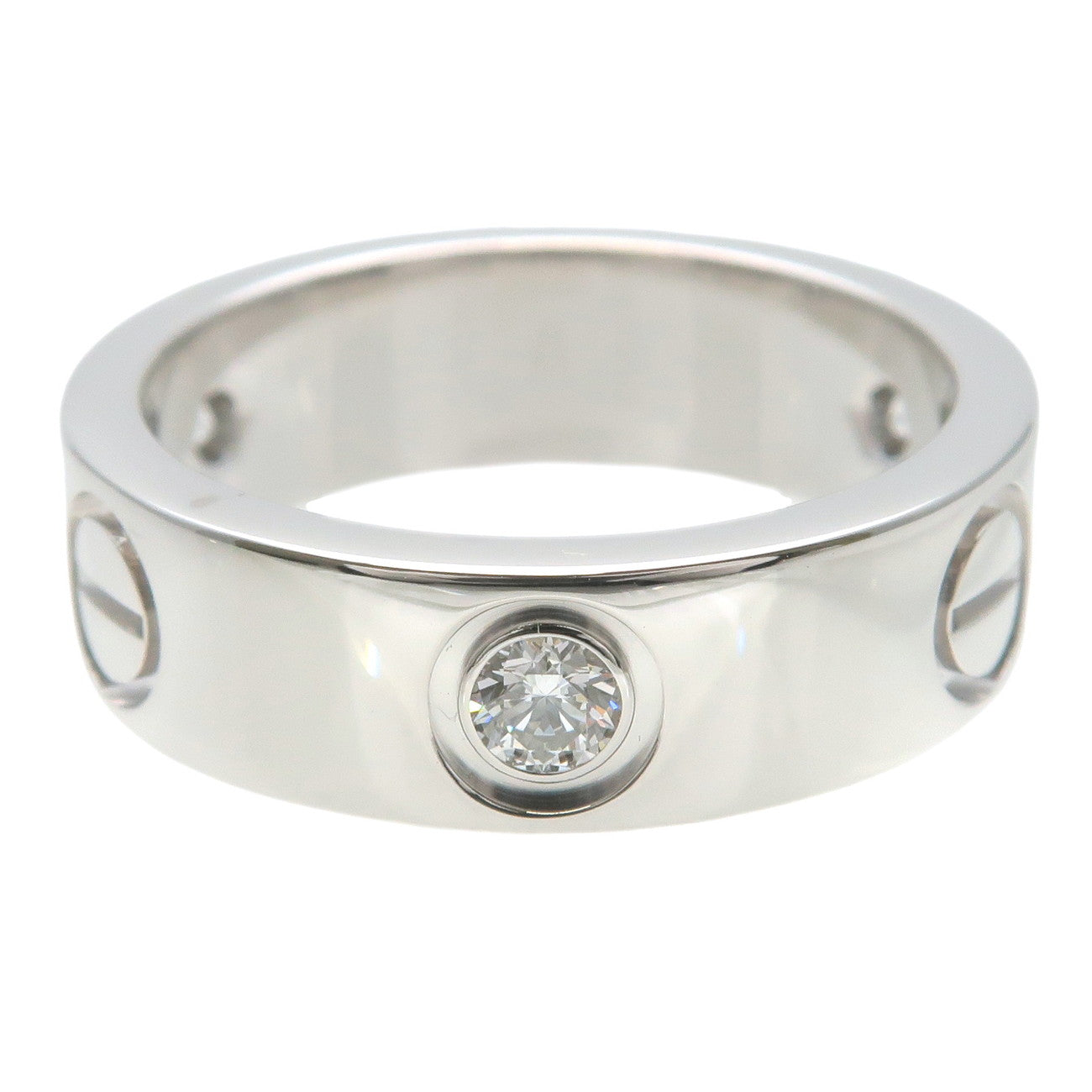Cartier Love Ring Half Diamond K18WG 750WG White Gold #49 US5
