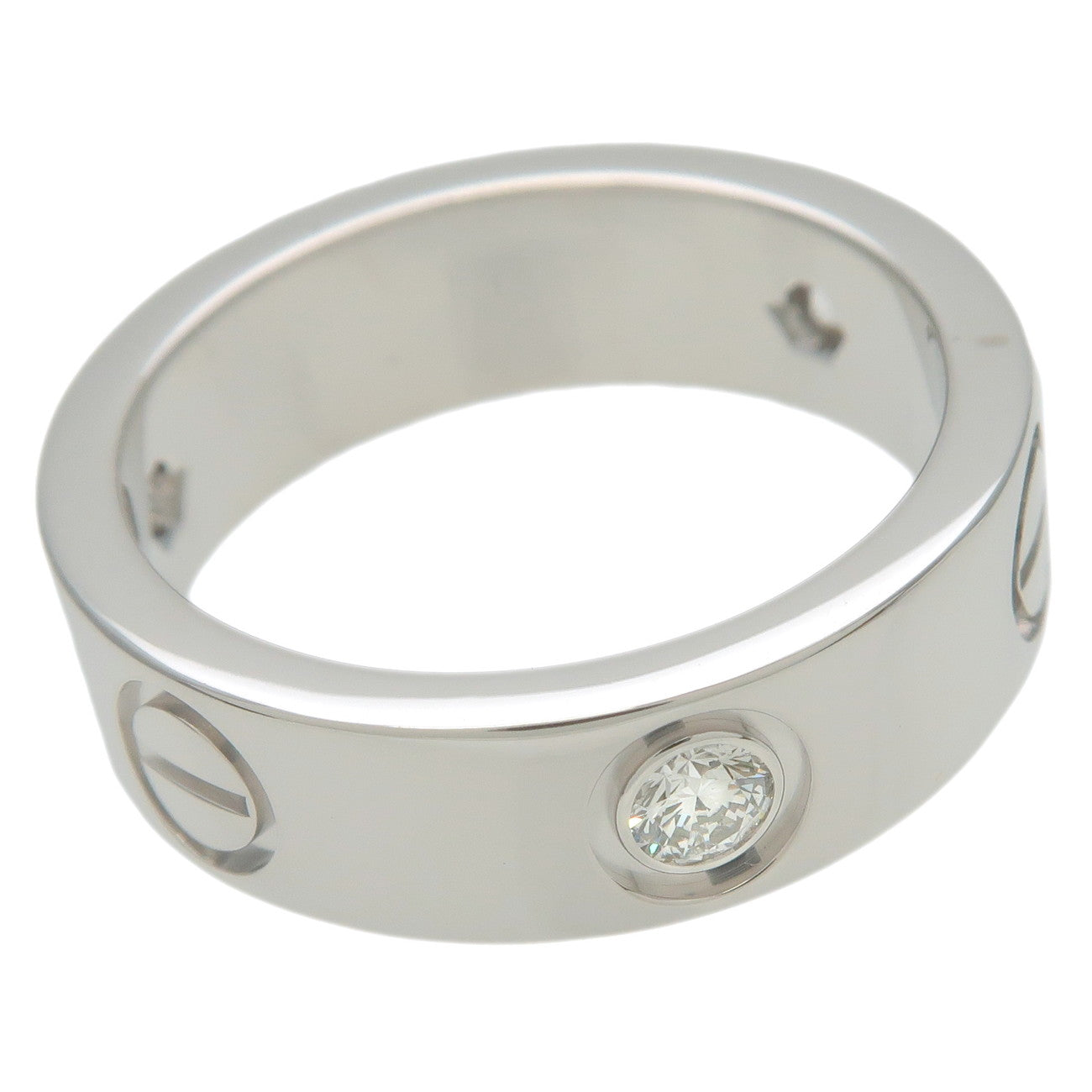 Cartier Love Ring Half Diamond K18WG 750WG White Gold #49 US5