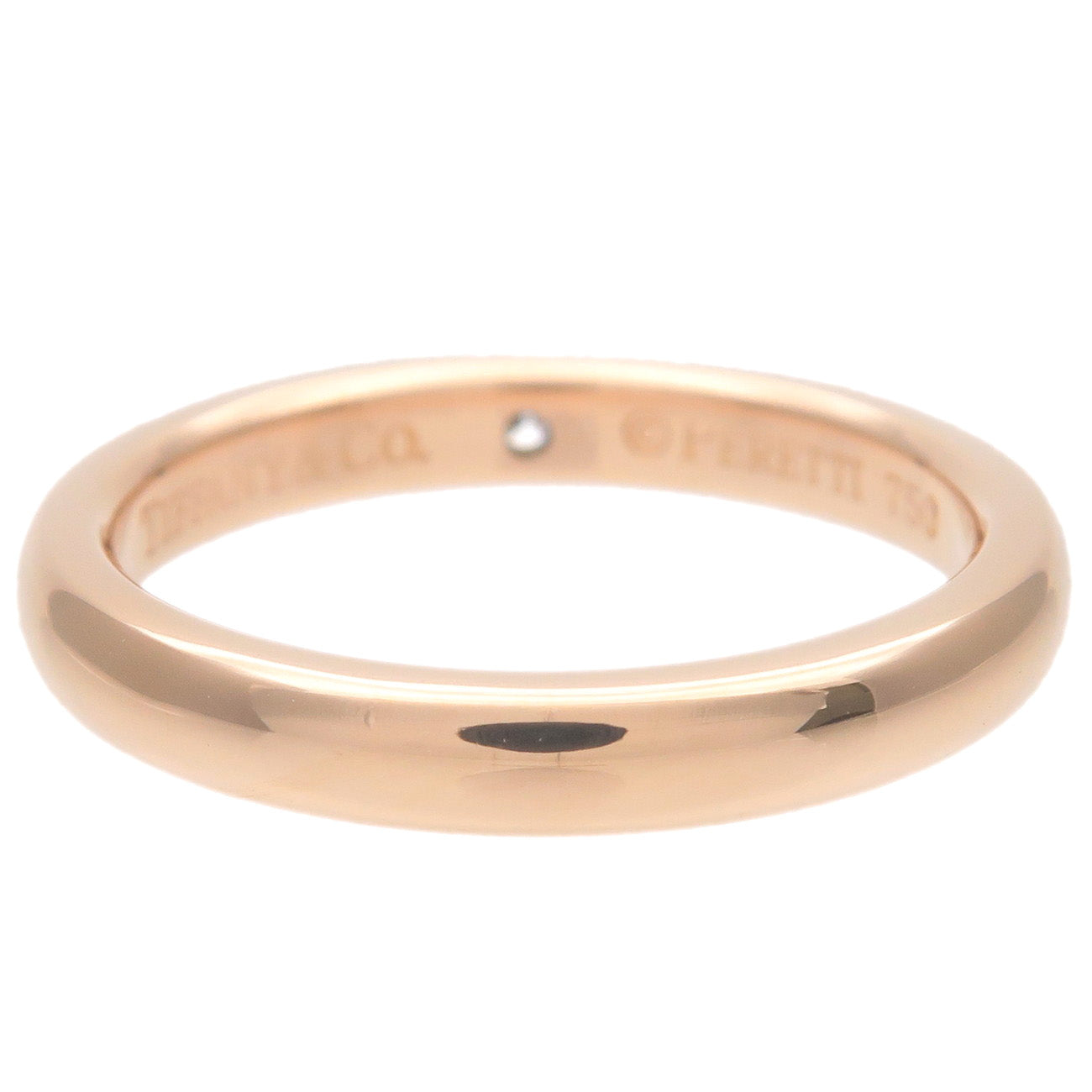 Tiffany&Co. Stacking Band Ring 1P Diamond K18 Rose Gold US4 EU47