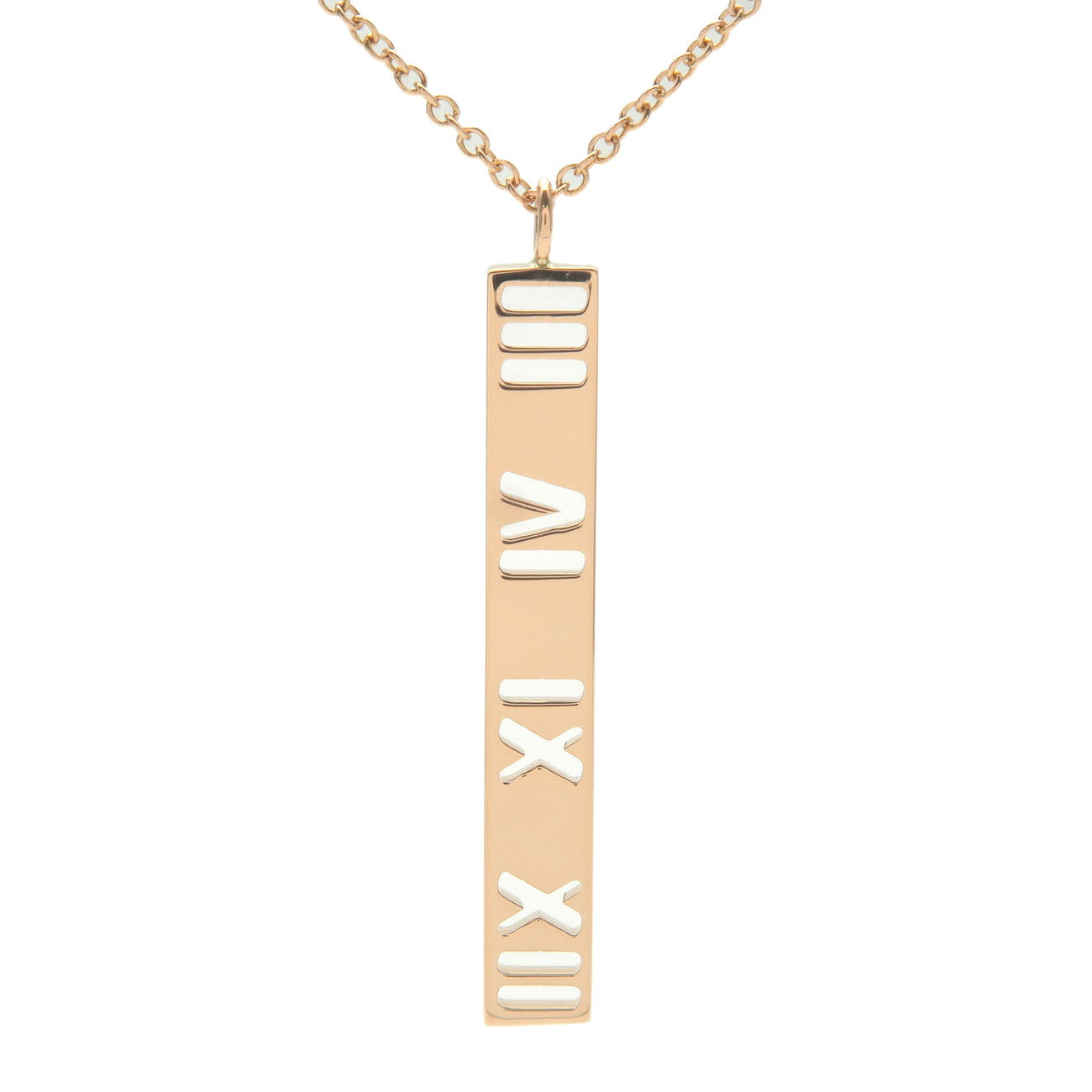 Tiffany&Co. Atlas Bar Necklace 3P Diamond K18 750PG Rose Gold