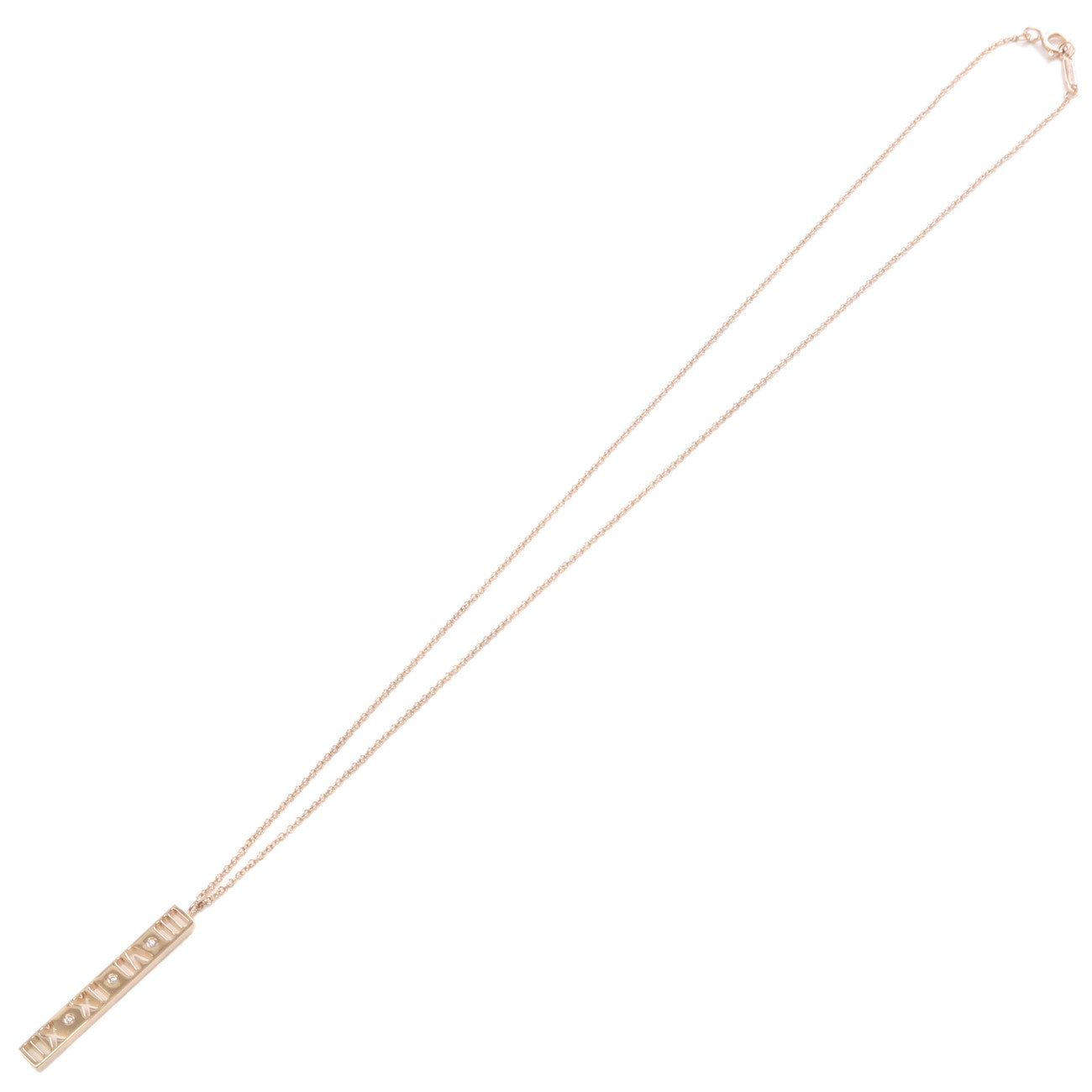 Tiffany&Co. Atlas Bar Necklace 3P Diamond K18 750PG Rose Gold
