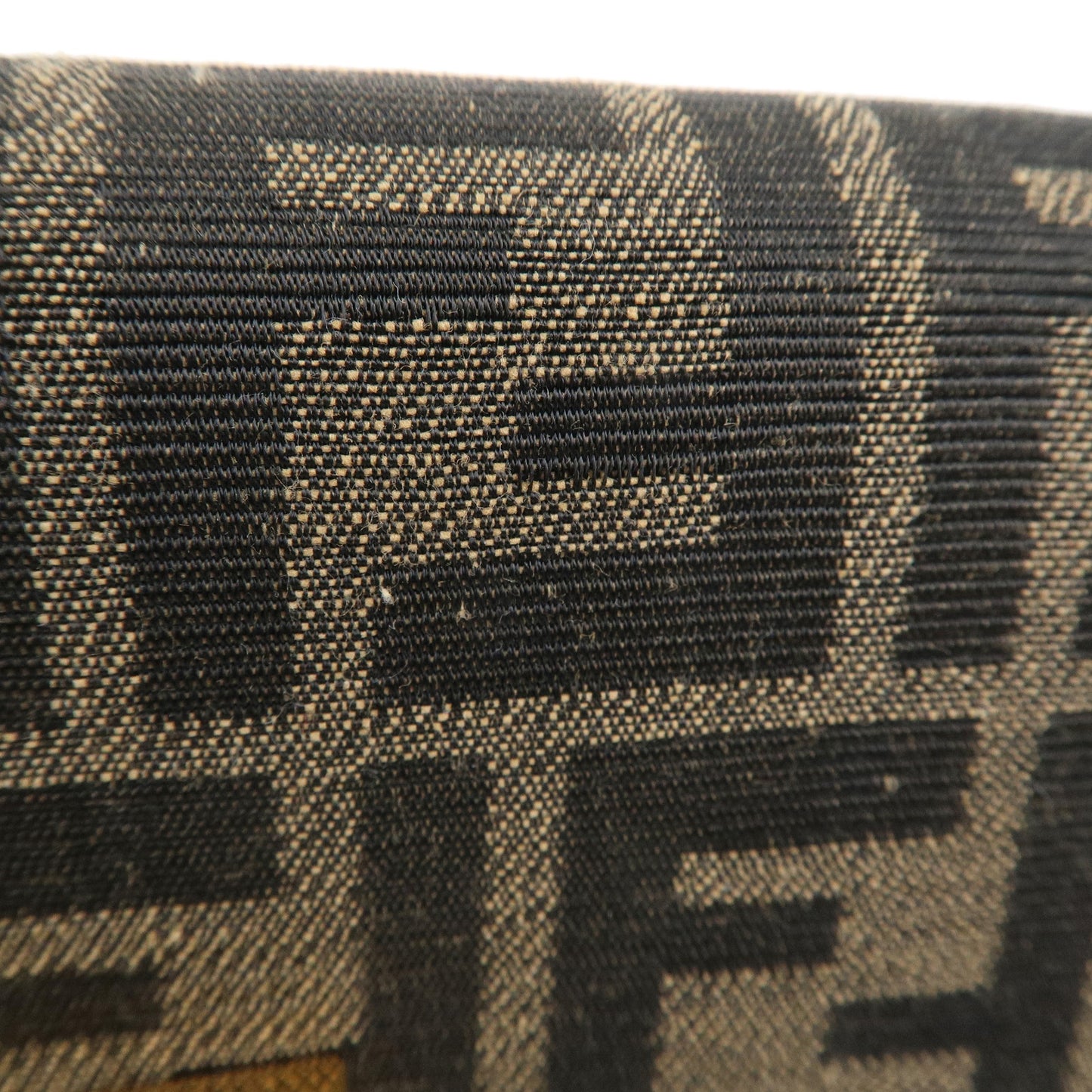 FENDI Zucca Canvas Leather Chain Wallet Khaki Black 8M0365