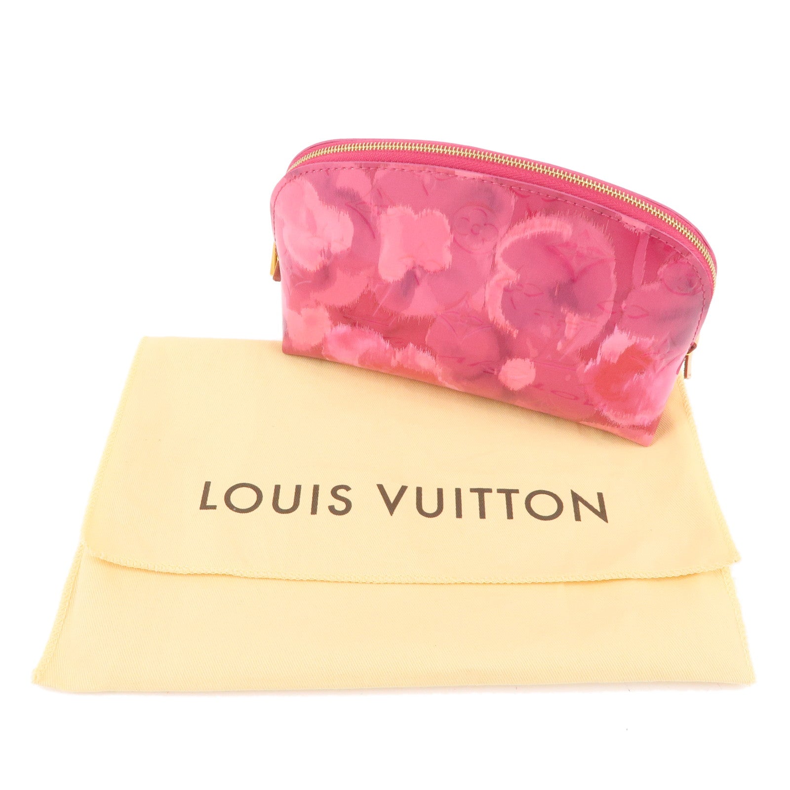 LOUIS VUITTON Vernis Ikat Cosmetic Pouch Rose Velours 192191