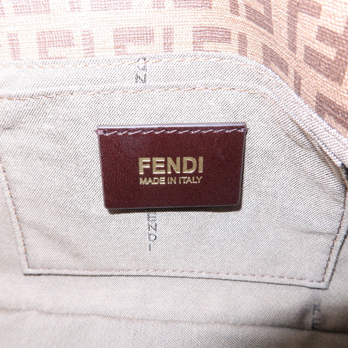 FENDI Zucchino Mamma Baguette PVC Leather Hand Bag Brown 8BR180