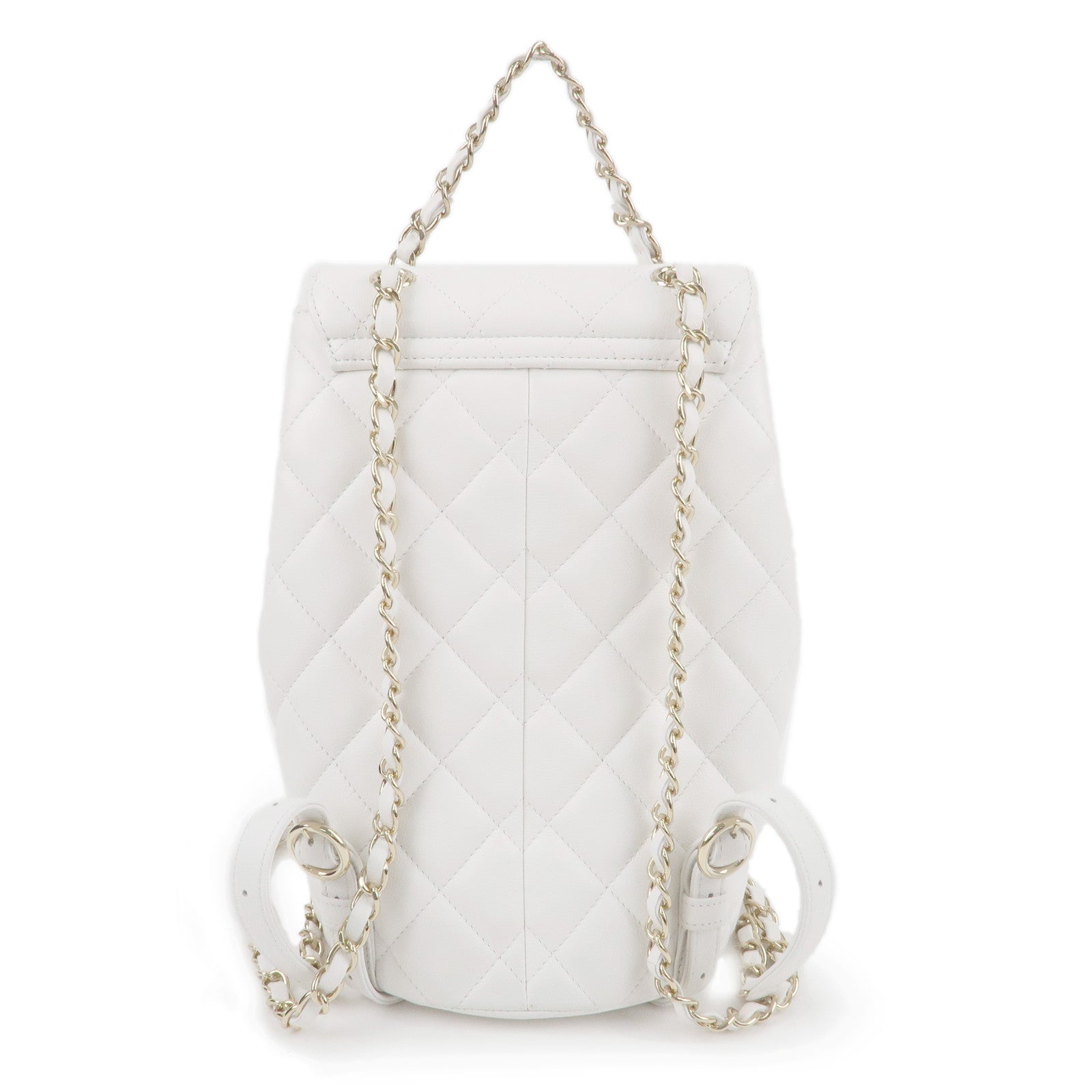 CHANEL Matelasse Caviar Skin Chain Back Pack White AS3290