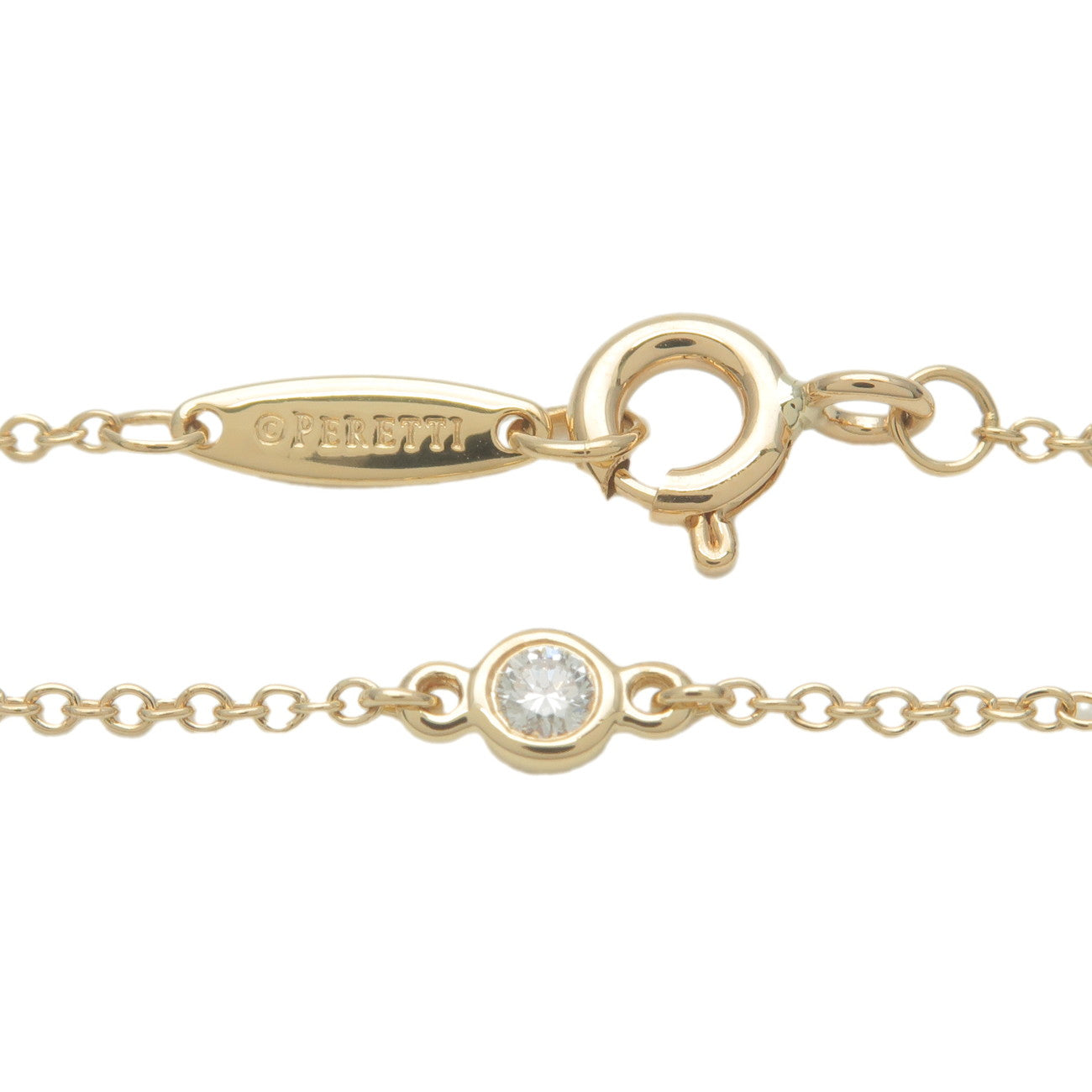 Tiffany&Co.-By-the-Yard-1P-Diamond-Bracelet-0.05ct-K18-Yellow-Gold