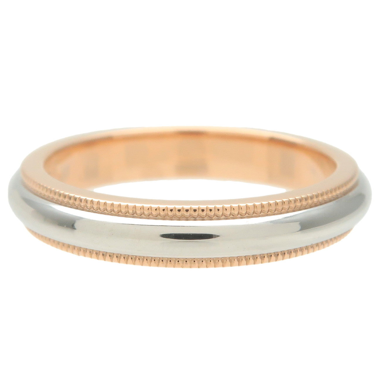 Tiffany&Co. Milgrain Band Ring K18 750 Rose Gold Platinum 950 US6