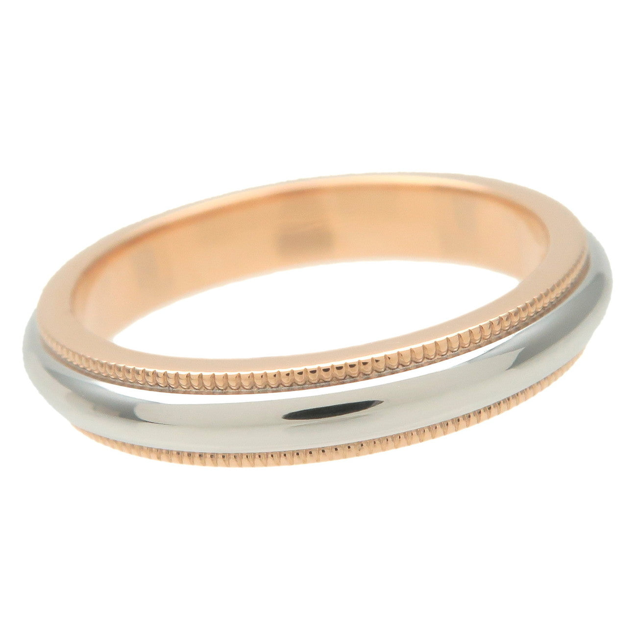 Tiffany&Co. Milgrain Band Ring K18 750 Rose Gold Platinum 950 US6